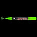 Bistro chalk fluorescent green broad tip with cap off showing ink color on a black background.
