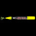 Bistro chalk fluorescent yellow broad tip with cap off showing ink color on a black background.