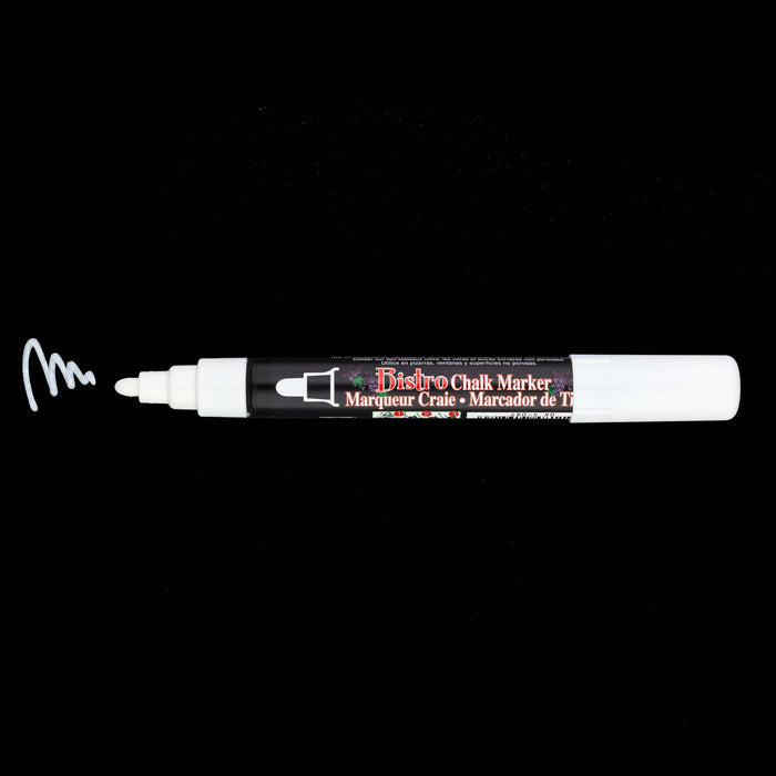 White Marvy Uchida Bistro chalk marker fine tip with uncapped.