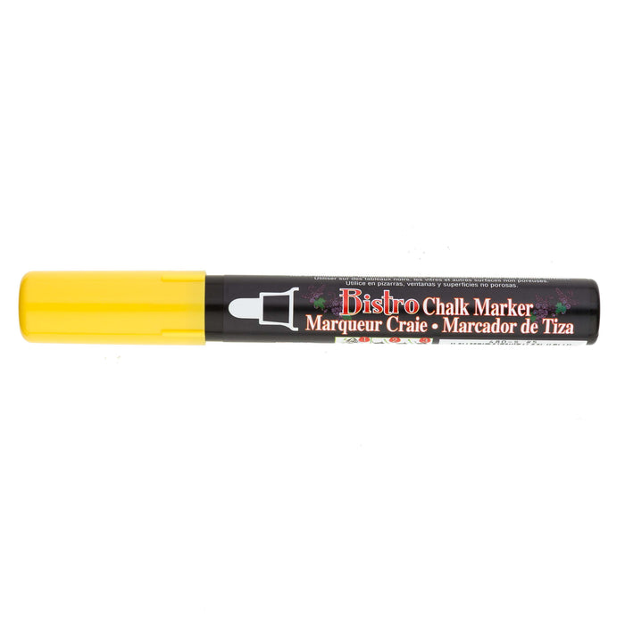 Bistro chalk broad tip yellow with cap on.