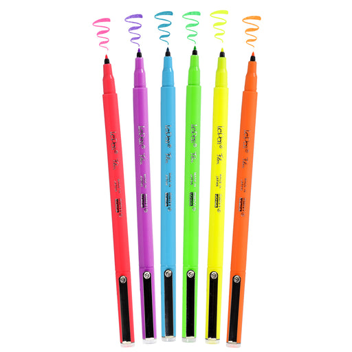 Le pen flex fluorescent colors pink, violet, blue, green, yellow, and orange