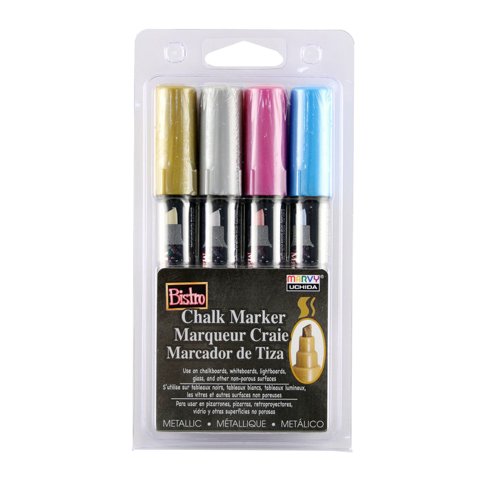 BISTRO CHALK METALLIC MARKER CHISEL TIP SET - Marvy Uchida