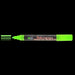 Bistro chalk fluorescent blue chisel tip marker with cap off showing ink color on a black background. 