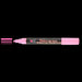 Bistro chalk fluorescent pink chisel tip marker with cap off showing ink color on a black background. 