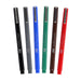 Le pen pigment primary set markers with cap on showing colors black, grey, blue, green, brown, and red. 