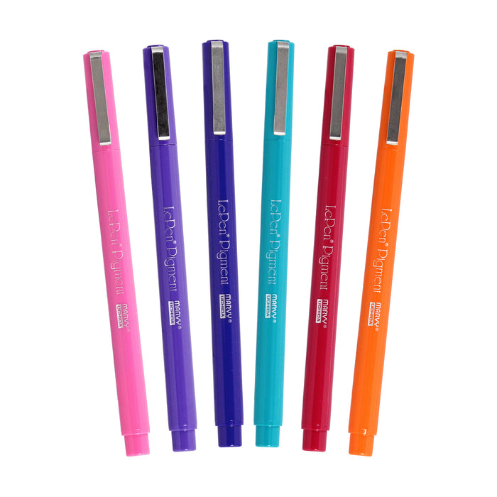  Le pen pigment jewel set with cap on in pink, lavender, navy, teal, burgundy and orange