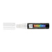 Decocolor acrylic wedge tip marker white with cap off and color lines at tip