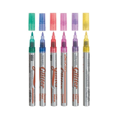 GLITTER DECOCOLOR® MARKER green, blue, red, magenta, violet, and yellow