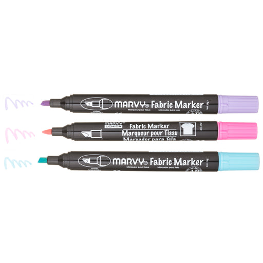 MARVY&reg; FABRIC MARKER CHISEL TIP - FLUORESCENT SET