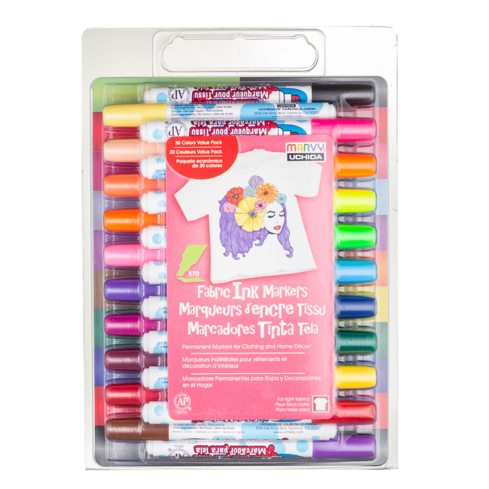 FABRIC MARKER CHISEL TIP 30 PIECE SET