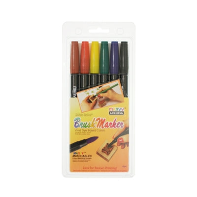 BRUSH MARKER - 6 PIECE PRIMARY SET A - Marvy Uchida