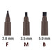 Calligraphy tips 2.0 mm, 3.5 mm and 5.0 mm