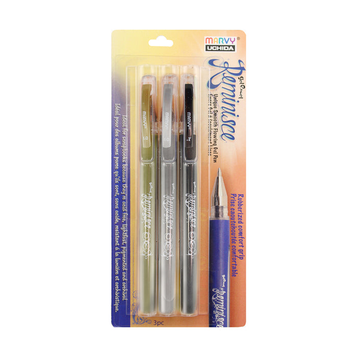 GEL REMINISCE 3 piece set with gold, silver and black- Marvy Uchida