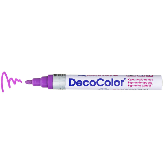 DECOCOLOR® PAINT MARKER BROAD hot purple with color squiggle at the tip