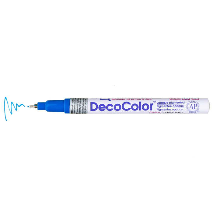 DECOCOLOR® PAINT MARKER EXTRA FINE blue with color squiggle at the tip